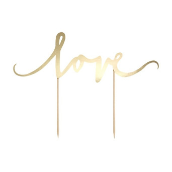 Cake topper Love - gold, 17cm, 1 pc.
