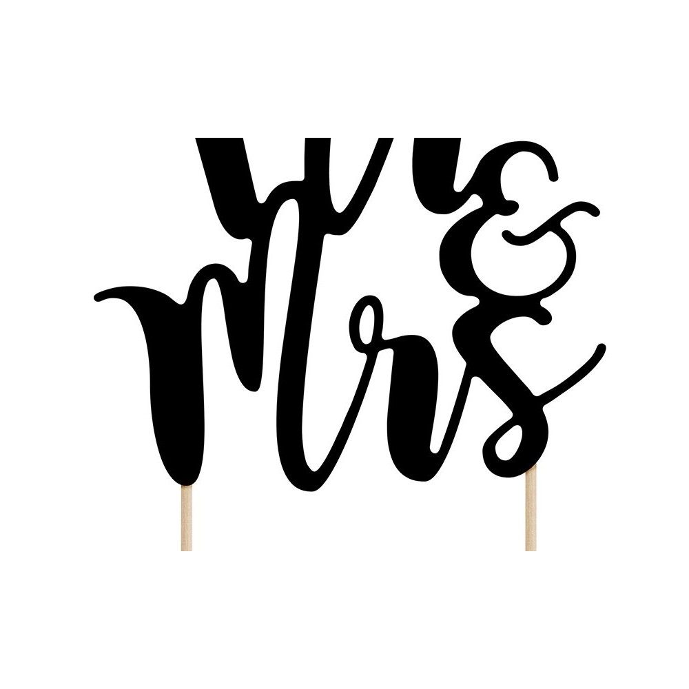 Cake topper Mrs & Mr - black,  25,5 cm