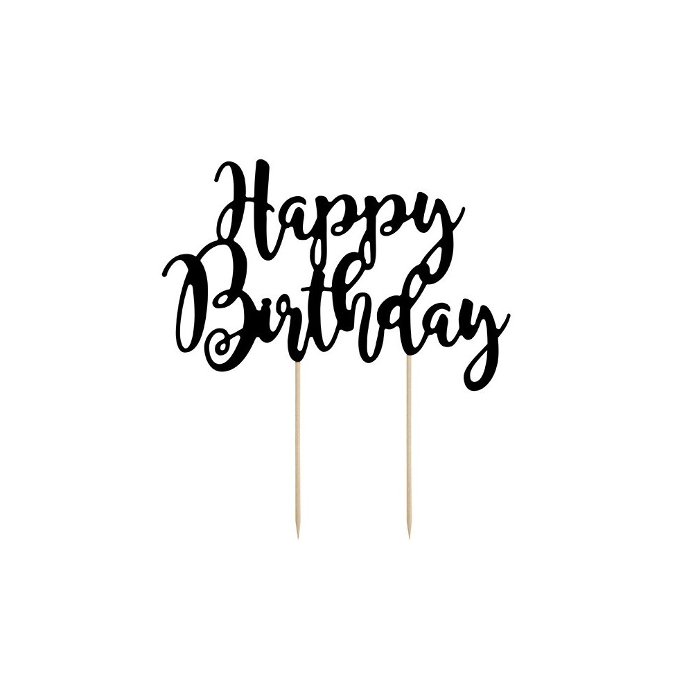 Topper na tort Happy Birthday - czarny