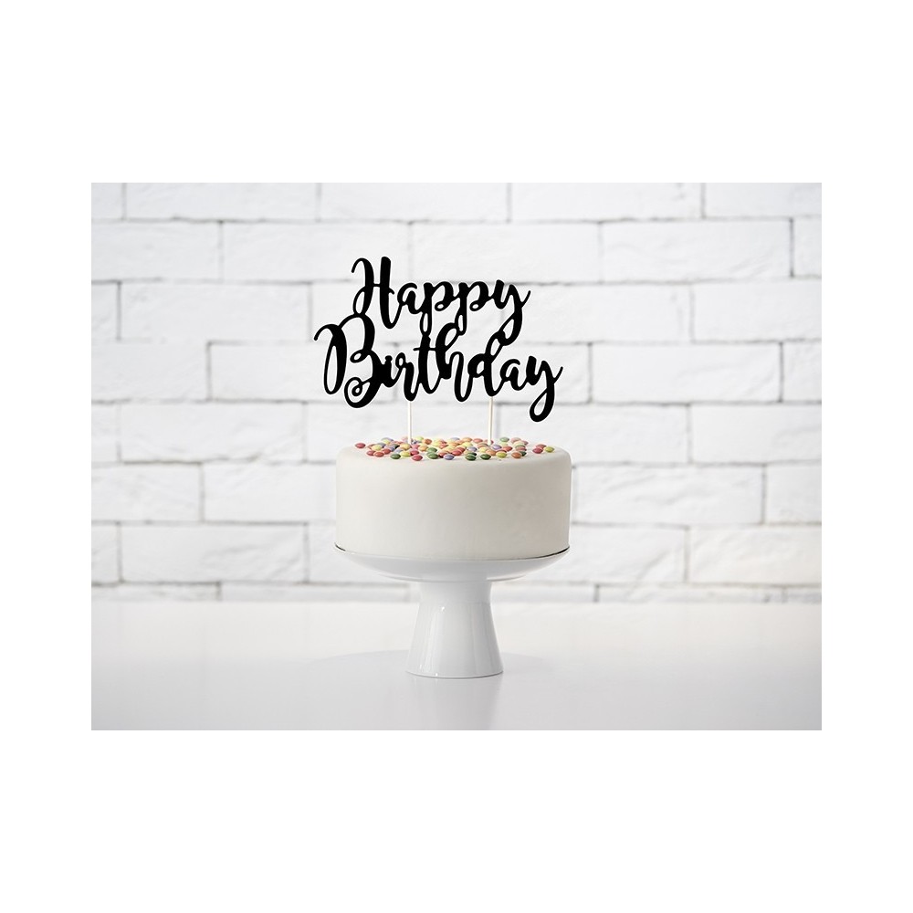 Topper na tort Happy Birthday - czarny