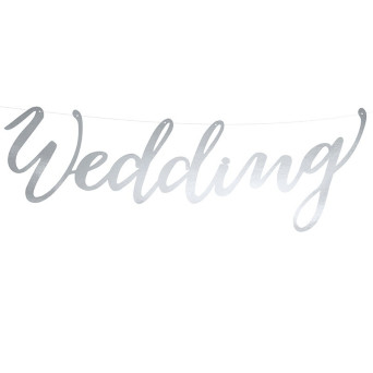 Baner Wedding - srebrny, 16,5 x 45 cm