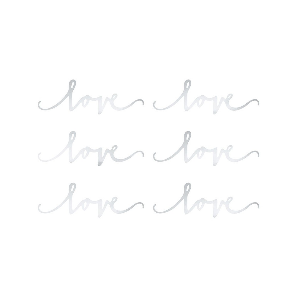 Decoration Love - silver, 6 x 20 cm, 6 pcs.