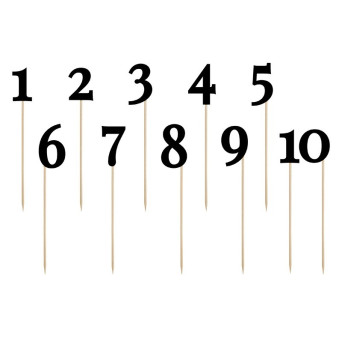 Table numbers - black, 24-26 cm, 11 pcs.