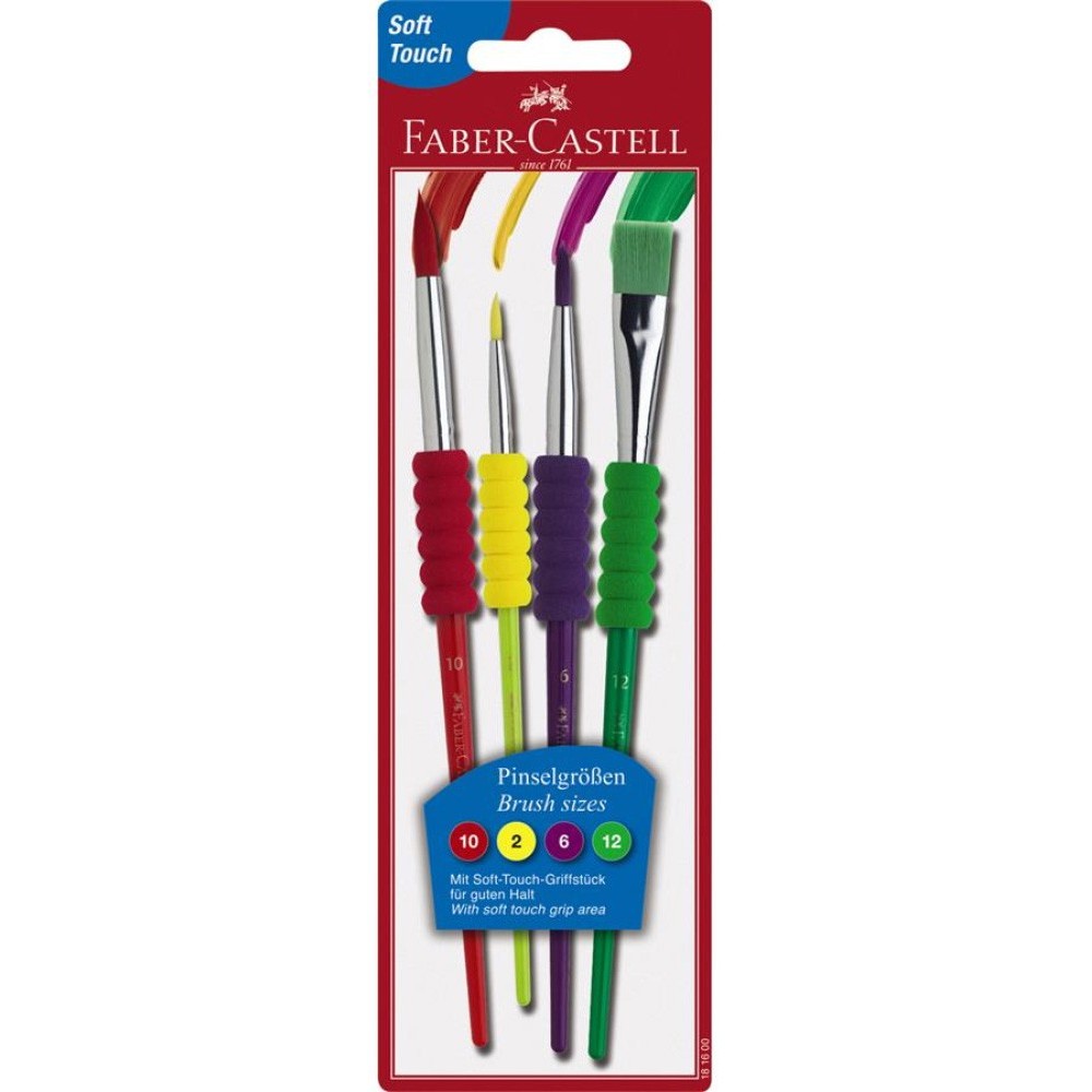 Brushes with soft handle 4 pieces - Faber-Castell