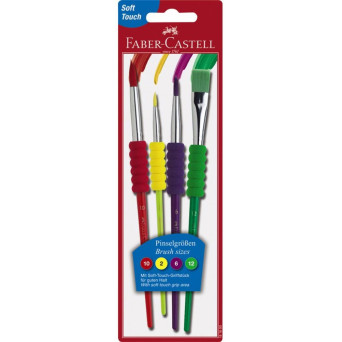 Zestaw pędzelków szkolnych z miękkim uchwytem - Faber-Castell - 4 szt.
