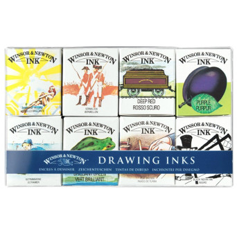Zestaw tuszów rysunkowych William - Winsor & Newton - 8 szt.