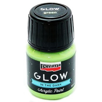 Glow in the dark acrylic paint - Pentart - green, 30 ml