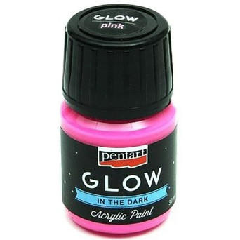 Glow in the dark acrylic paint - Pentart - pink, 30 ml