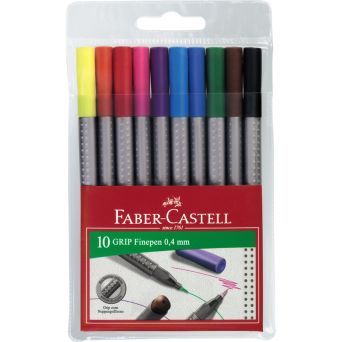 Zestaw cienkopisów Grip Finepen w etui - Faber-Castell - 10 kolorów