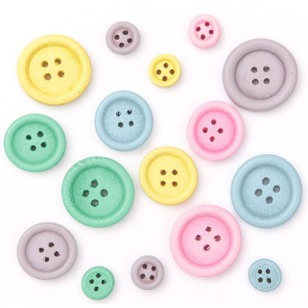 Wooden buttons - pastel, 30 pcs.