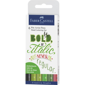 Zestaw pisaków Pitt Artist Pen - Faber-Castell - odcienie zieleni, 6 szt.
