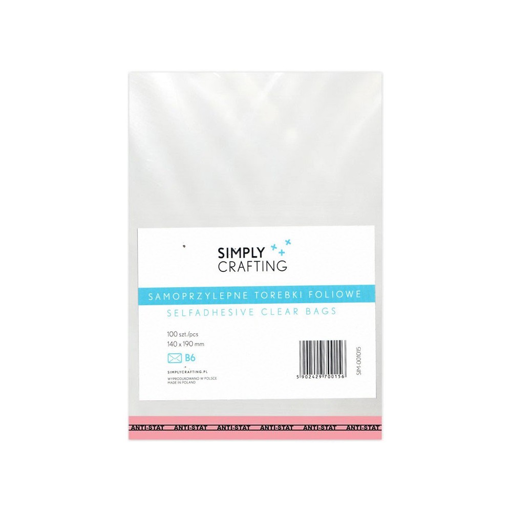 Torebki, woreczki foliowe z klejem - Simply Crafting - B6, 100 szt.