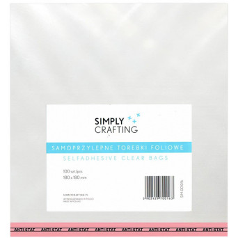Torebki, woreczki foliowe z klejem - Simply Crafting - 18 x 18 cm, 100 szt.