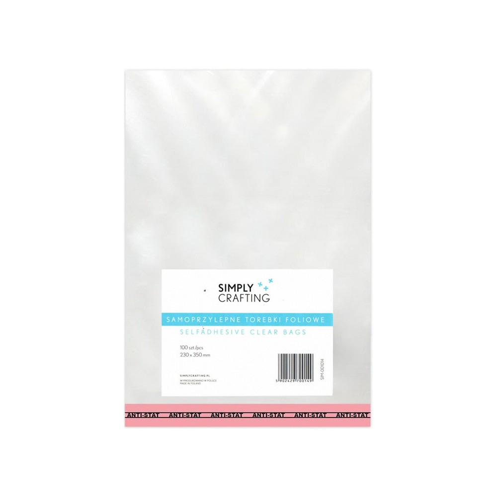 Torebki, woreczki foliowe z klejem - Simply Crafting - 23 x 35 cm, 100 szt.