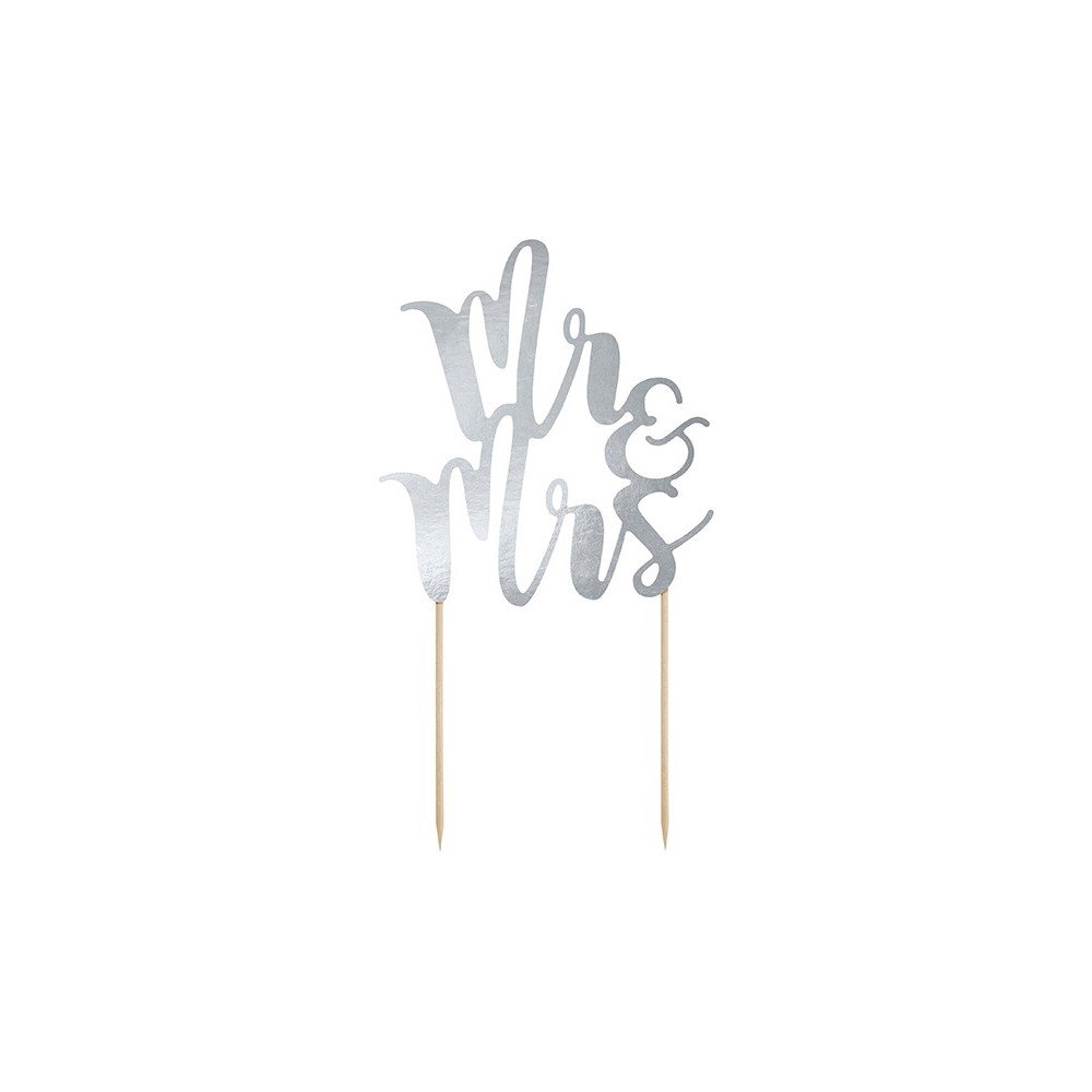 Cake topper Mr&Mrs, silver 25.5 cm