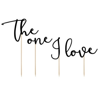 Cake topper The one I love, 4 pcs