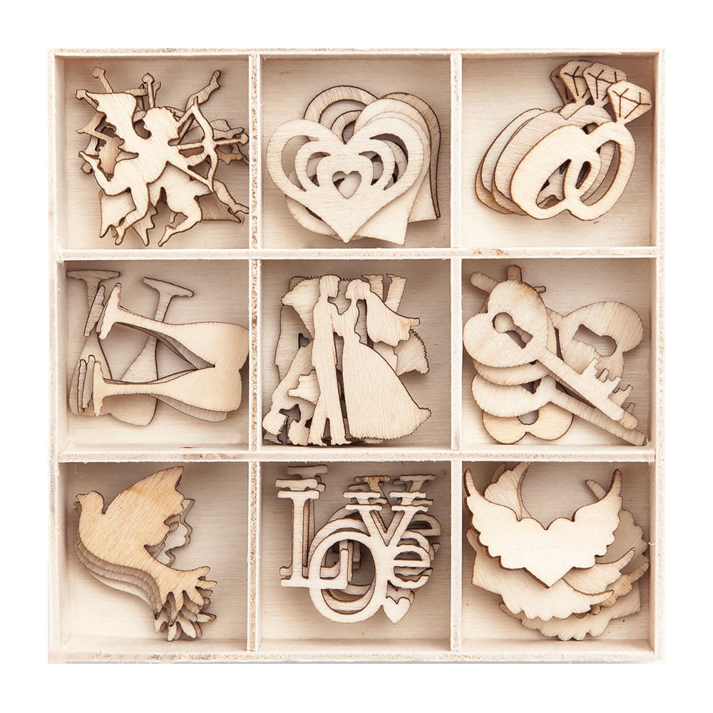 Wood Wedding shapes - DpCraft - 45 pcs.