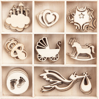Wood shapes Baby, 40 pcs