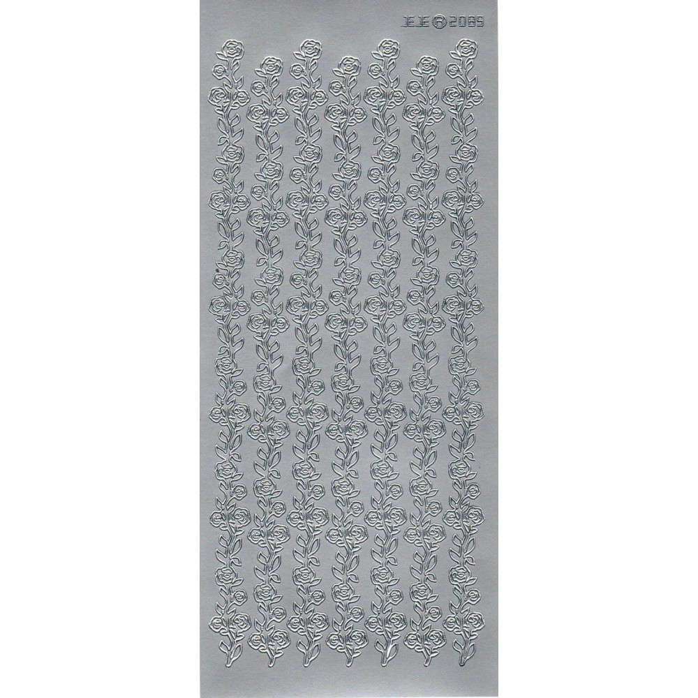 Stickersy, naklejki ażurowe - Szlaczek z róż, srebrne