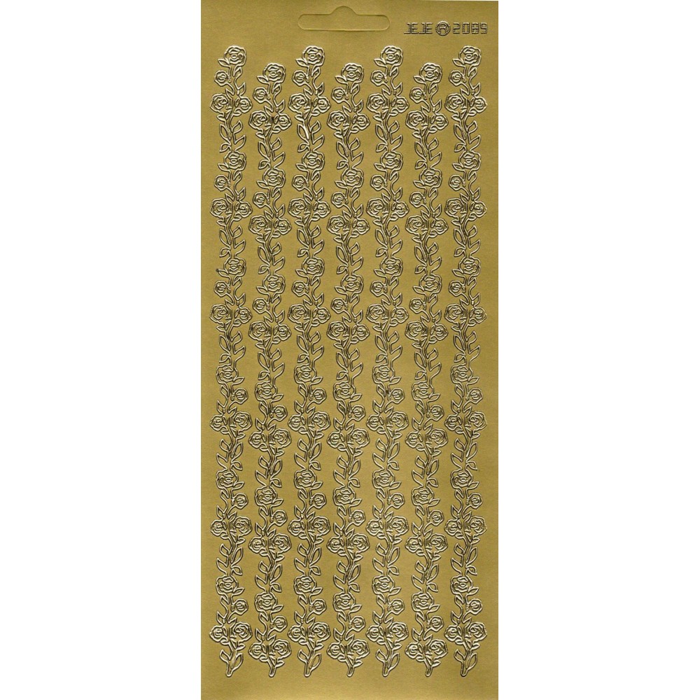 Stickersy, naklejki ażurowe - Szlaczek z róż, złote