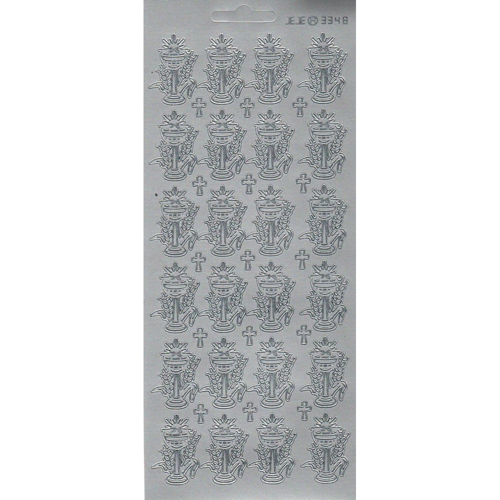 Stickersy, naklejki ażurowe - Kielichy ze zbożem, srebrne
