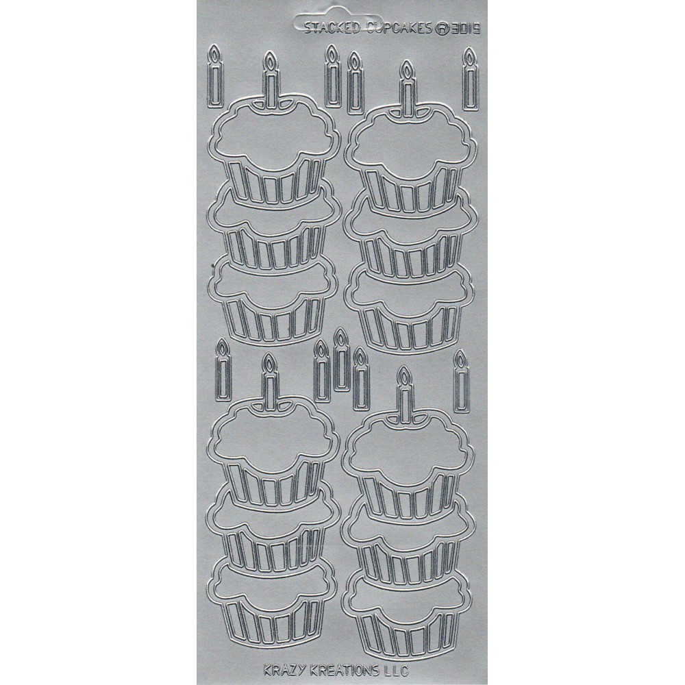 Stickersy, naklejki ażurowe - Babeczki, srebrne