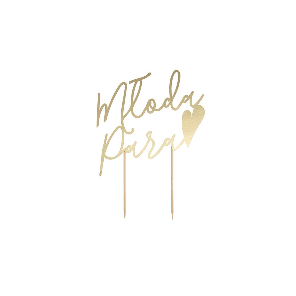Cake topper Młoda Para - gold, 22,5 cm