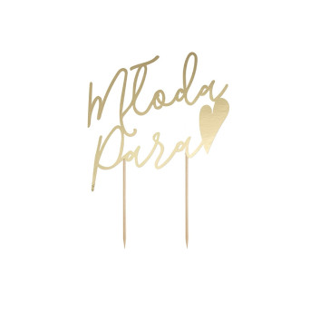 Cake topper Młoda Para - gold, 22,5 cm