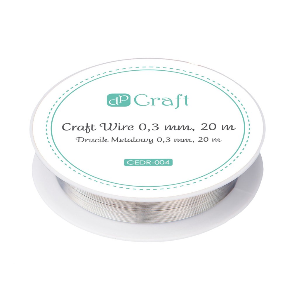 Drucik metalowy 0,3 mm - DpCraft - srebrny, 20 m