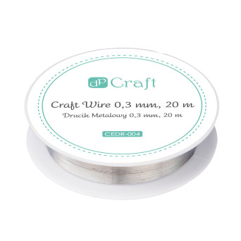 Drucik metalowy 0,3 mm - DpCraft - srebrny, 20 m