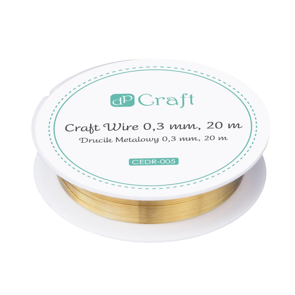 Drucik metalowy 0,3 mm - DpCraft - złoty, 20 m