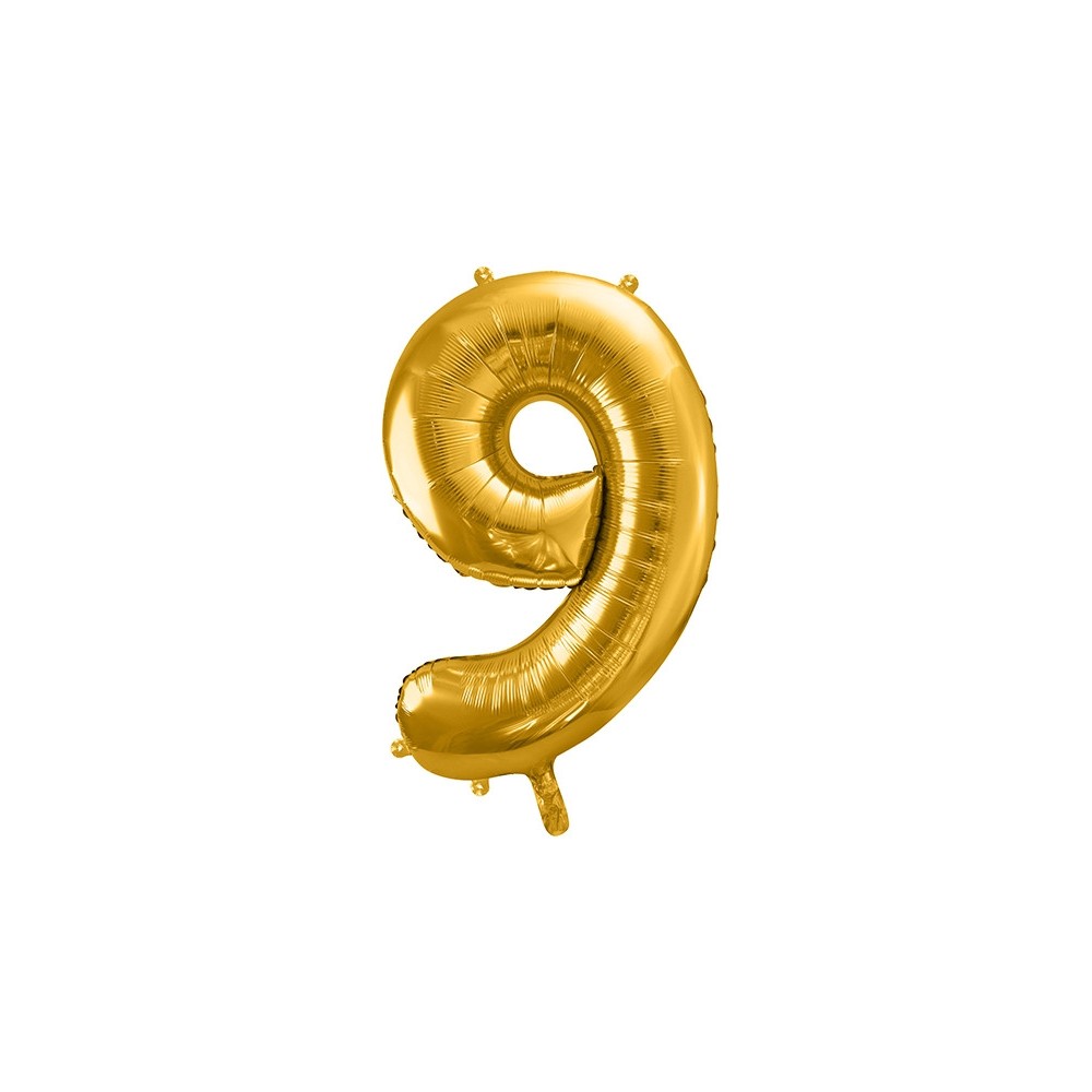 Foil balloon number 9 - gold, 86 cm