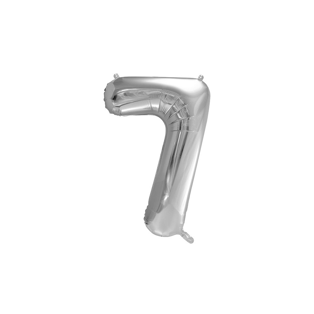 Balon foliowy cyfra 7 - srebrny, 86 cm
