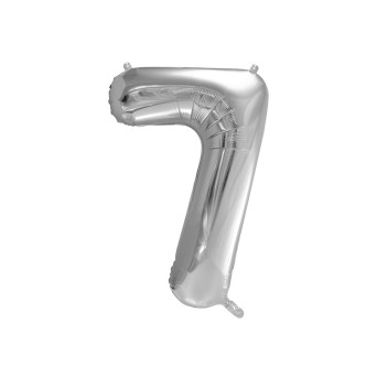 Balon foliowy cyfra 7 - srebrny, 86 cm
