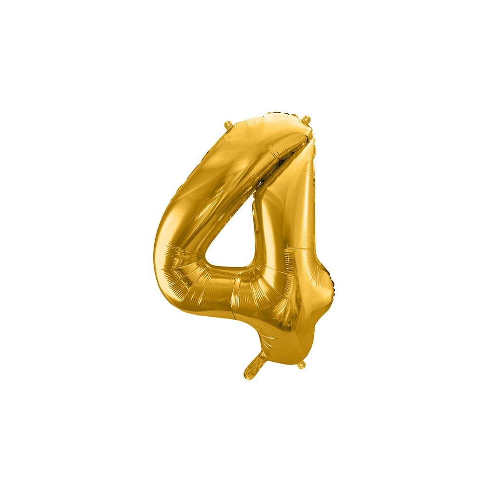 Balon foliowy cyfra 4 - złoty, 86 cm