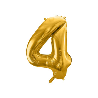 Balon foliowy cyfra 4 - złoty, 86 cm