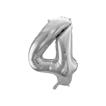 Balloon number 4 - silver, 86 cm