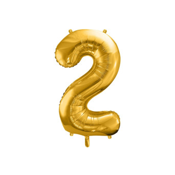 Balon foliowy cyfra 2 - złoty, 86 cm