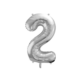 Balloon number 2 - silver, 86 cm