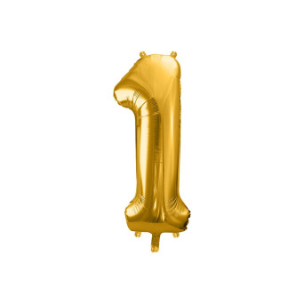 Balon foliowy cyfra 1 - złoty, 86 cm