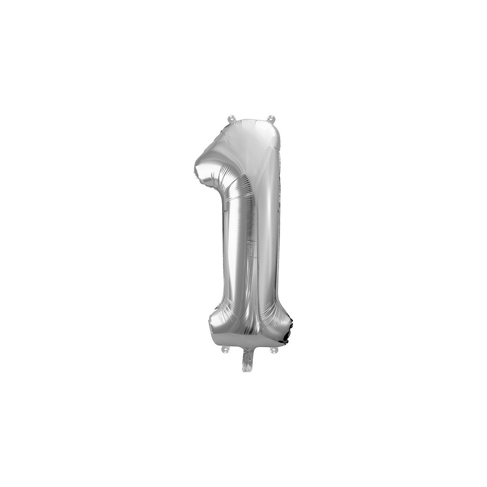 Balon foliowy cyfra 1 - srebrny, 86 cm