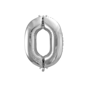 Foil balloon number 0 - silver, 86 cm