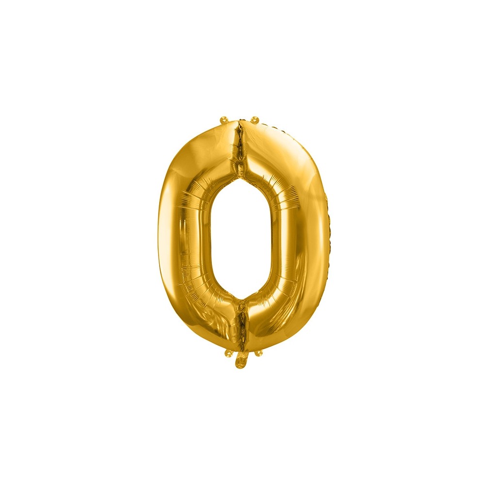 Balon foliowy cyfra 0 - złoty, 86 cm