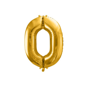 Balon foliowy cyfra 0 - złoty, 86 cm