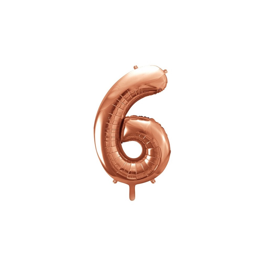 Foil balloon number 6 - rose gold, 86 cm