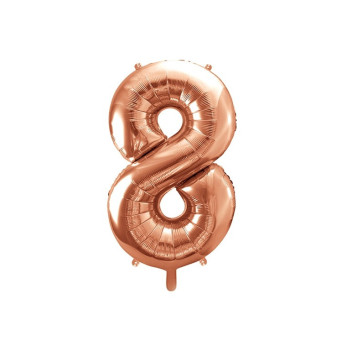 Foil balloon number 8 - rose gold, 86 cm