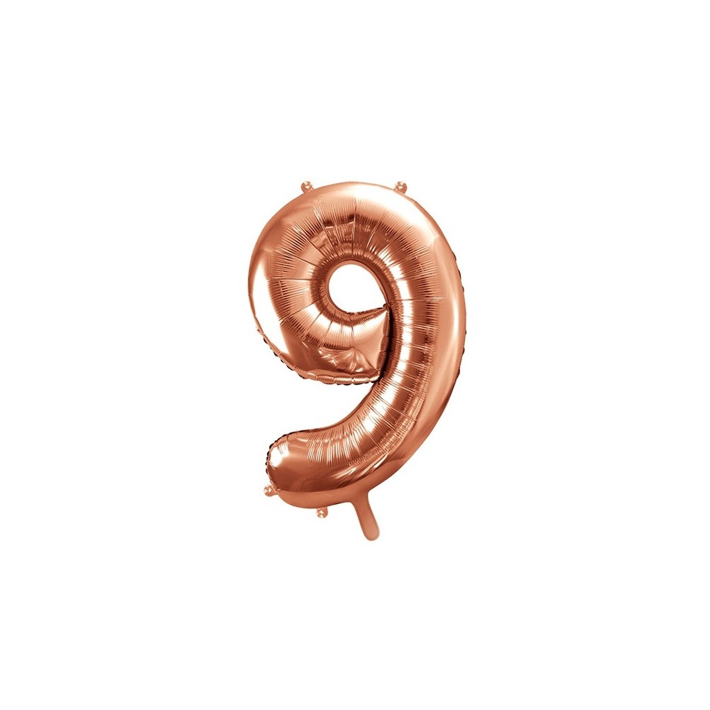 Foil balloon number 9 - rose gold, 86 cm