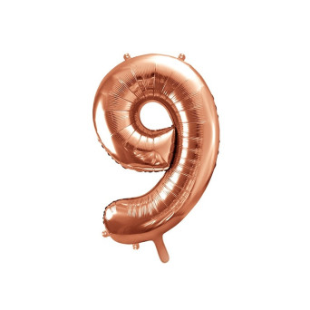 Foil balloon number 9 - rose gold, 86 cm