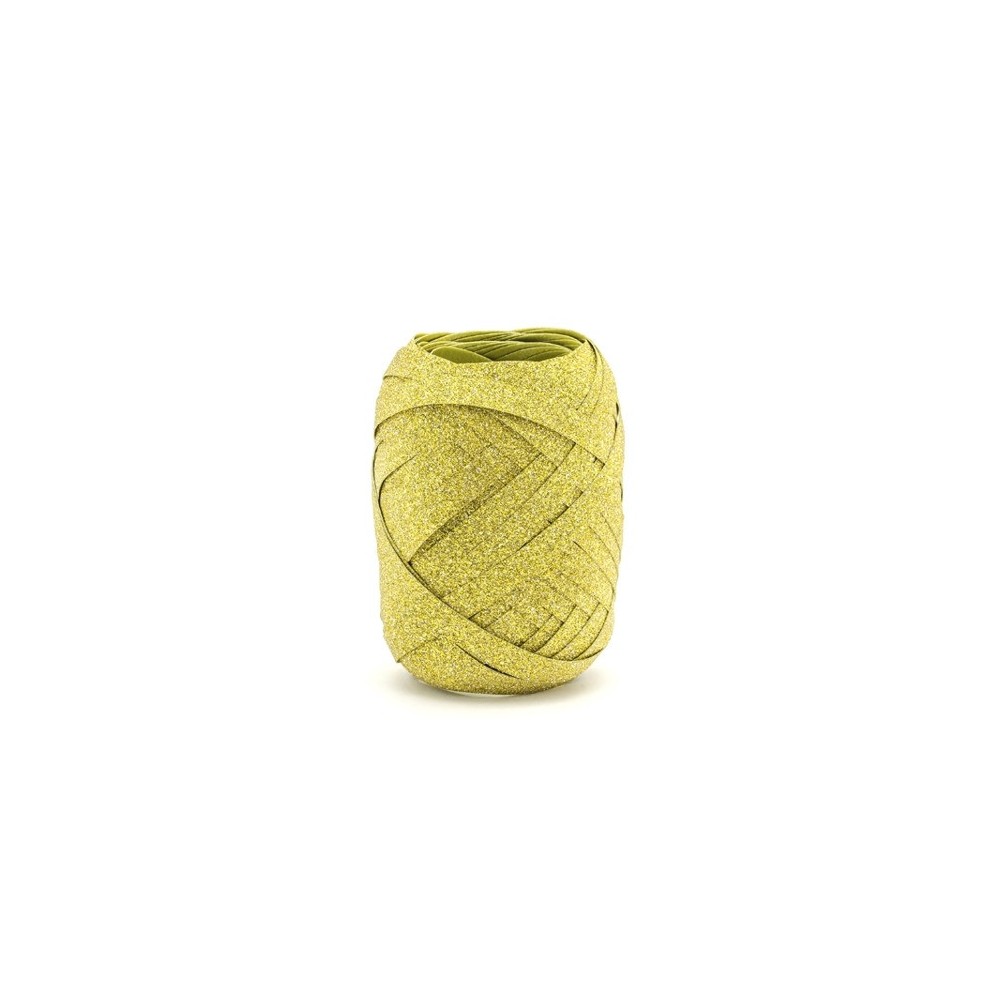 Plastic ribbon for balloons - glittery gold,  5 mm x 10 m