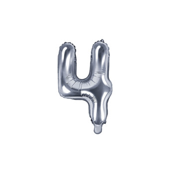 Foil balloon 35 cm Number "4", silver